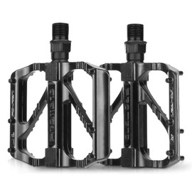 Bicycle Pedals 9/16 Inch Aluminium MTB Pedals with Non-Slip Axle CNC Aluminium Alloy Non-Slip Wide Platform Pedals for E-Bike, MTB, Folding Bike, Road Bike Pedals