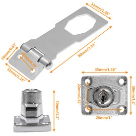 Kyuionty 2Pcs Keyed Hasp Locks 3 Inch Twist Knob Keyed Locking Hasp, Metal Safety Hasp Latches Keyed Different for Small Doors, Cabinets (Sliver)