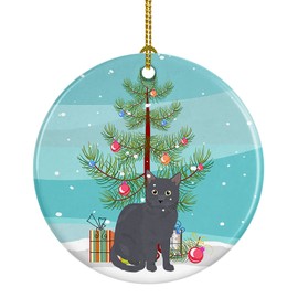 Caroline's Treasures CK4777CO1 Nebelung Cat Merry Christmas Ceramic Ornament, 3 in, Multicolor