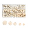 220 Pcs Wooden Beads for Crafting, Round Wood Beads 6-14mm