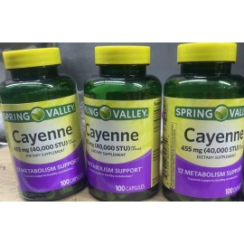 Spring Valley Cayenne Metabolism Support Supplement Capsules 455 mg 300 Count
