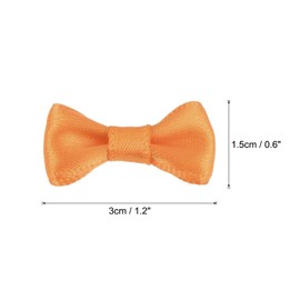 MECCANIXITY 50pcs Orange Bow Ties 1.2" x 0.6" Mini Bowknot for Crafting Little Satin Bows Bulk for DIY Sewing Scrapbooking Wedding Gift Present Home Decoration