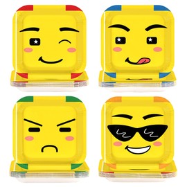 LADVCORP 60Pcs Building Block Party Plates 7" Disposable Square Plates