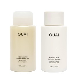 OUAI Juego de champú y acondicionador para cabello normal - Champú y acondicionador sin sulfatos para mujeres y hombres - Elaborado con queratina, manteca de karité y aceite de aguacate - Libre de