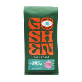 Goshen Coffee Roasters Whole Bean Black Dog Espresso Blend | Dark Roast, Espresso or Brewed | Award-Winning, Natural and Washed | Roasted Nuts, Molasses, Dark Cocoa Flavors | 12 Oz Bag