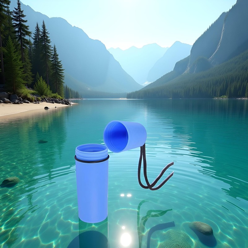 Blue Waterproof Storage Bottle Container with Lanyard – Floating Dry