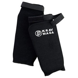 Krav Maga Black Heavy EVA Padding Elastciated Shin Guards (Small)