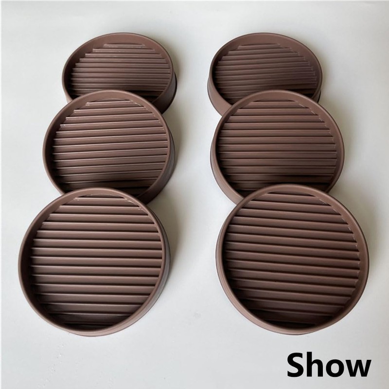 Set of 4 Round Rubber Non-Slip Furniture Coasters for Carpet