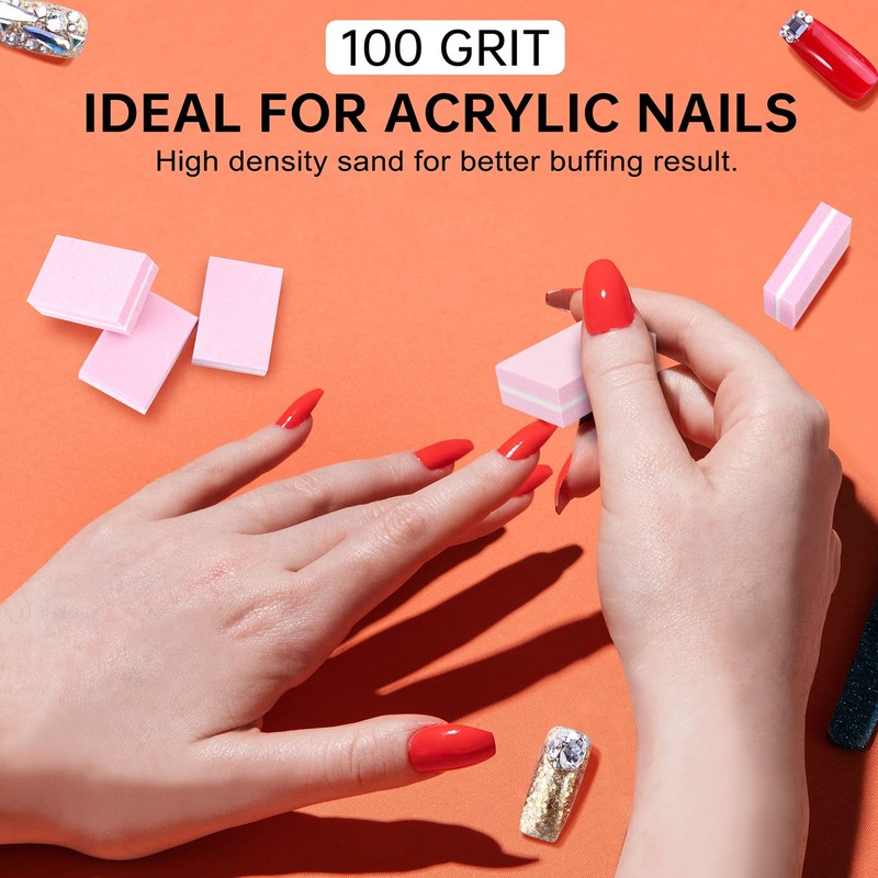 Mini Nail Buffer Blocks, 100/180 Grit Sponge Buffing Sanding Block