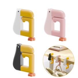 ganci sottotavolo per zaini, chiavi e ombrelli, Confezione da 3 con Motivo a paperella, per tavoli,Portaborse portatile Senza punti metallici per tavoli, scrivanie, ristoranti,Pieghevole antiscivolo