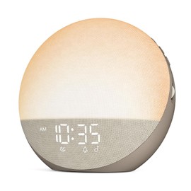 Sunrise Alarm Clock White Noise Machine: Natural Wake Up Light - Dimmable Clock with Bluetooth Speaker for Bedroom - 25 Sleep Sounds for Baby Adults Kids Cocoa