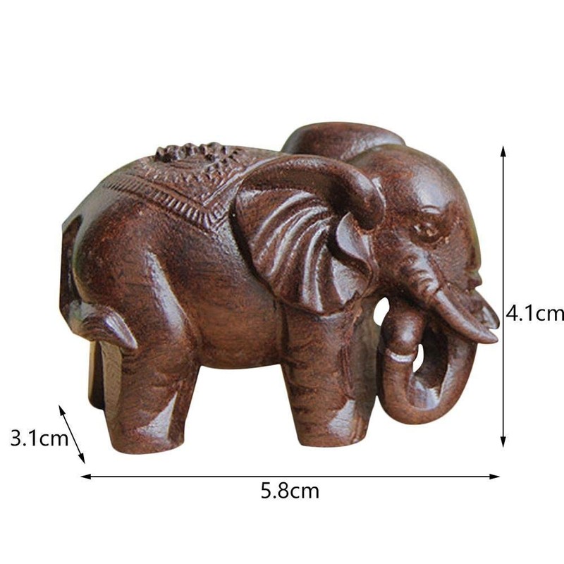 LivelyBuy Lucky Elephant Wooden Statue Home Decoration Evil Defends Talisman