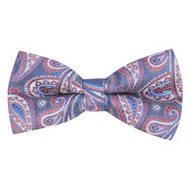 King & Priory Blue with Red Paisley Bow Tie