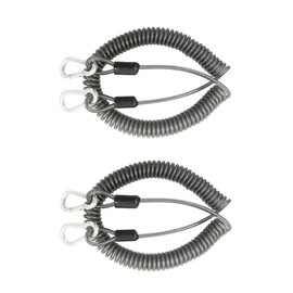 2Pcs Fishing Coiled Lanyard,11ft-160LB Heavy Duty Fishing Boating Ropes Safety Retractable Wire Steel Coiled Tether for Deep Sea Fishing Tools Rod Kayak Paddles
