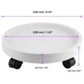 JOIKIT 4 Pack 13 Inch Round Plant Caddy with 4 Lockable Wheels, 132 Lbs Capacity Heavy Duty Rolling Plant Stand, Wheeled Planter Saucer Tray Trolley for 11.8 Inch Planter Pot Indoor Outdoor, White