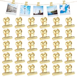 Binder Clips, Pack of 30 22 mm Paper Clips, Letter Clips, Bulldog Clips for Pictures, Photos, Kitchen at Home, Office Accessories (Gold)
