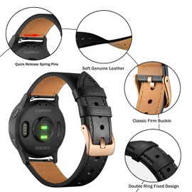 Issinlky genuine leather strap compatible Garmin Vivoactive 4S, Garmin Vivoactive 3S, Garmin Venu 2S/Venu 3S, 18mm wristband for Fossil Women's Gen 5E 42 mm, Gen 6 42 mm, Fossile Q Venture Gen 3/Gen 4