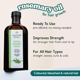 Nature Spell Aceite de romero para el crecimiento del cabello con aplicador de peine de raíces, aceite prediluido para cabello y cuero cabelludo que nutre el cabello seco y dañado, para mujeres y