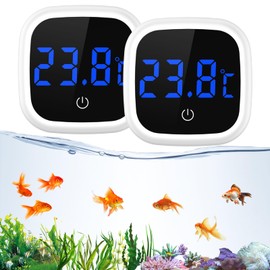 ORIA 2 Pcs Digital Aquarium Thermometer, LED Display Aquarium Thermometer, High Accuracy Mini Fish Tank Thermometer with Touch Buttons, for Aquarium Fish Turtles