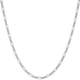 LIFETIME JEWELRY 1.5mm Figaro Chain Necklace Women and Men 24k Real Gold Plated (26 inches, White Gold)