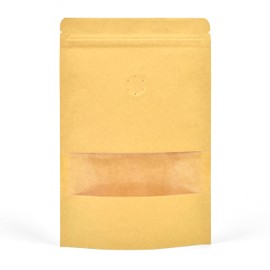 Evergreen Goods™ wiederverwendbare Lebensmittelqualität Stand-up-Kraftbeutel, Kaffeebohnen-Design, foliengefütterter Griff, Reißverschluss, hitzeversiegelbar, Reißkerbe, stehend, braunes Papier, 90 x