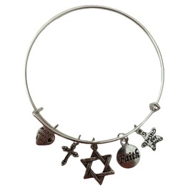 Silver Plated Expandable Bracelet Shield Star of David Pendant