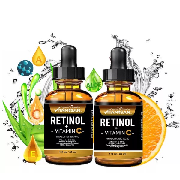 2 Retinol + Vitamina C y Ácido Hialurónico Antienvejecimiento Línea