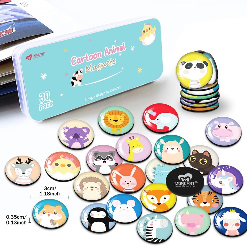 MORCART 30pcs Magnet Cute Animals Refrigerator Whiteboard Magnets Decoration