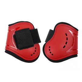 Merauno® Set von 4 Gaiters, Klassische, robuste PU Hard Shell mit elastischen Haken- und Schleifenverschlussgurten, Tendonstiefel, atmungsaktive Löcher zum Springen, Reiten, Events (S, Rot)