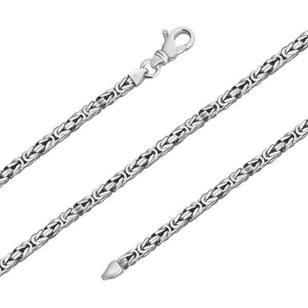 Avesano 925 Sterling Silver Byzantine Chain Men's Necklace, 3 mm