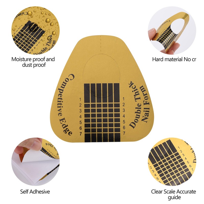 100 Pcs Nail Forms for Acrylic, Gold Horseshoe Nail Extension
