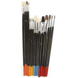 for 15 Piece Natural Hair Art Artist Paint Brush Brushing Tool Set Wooden Handle Woo
