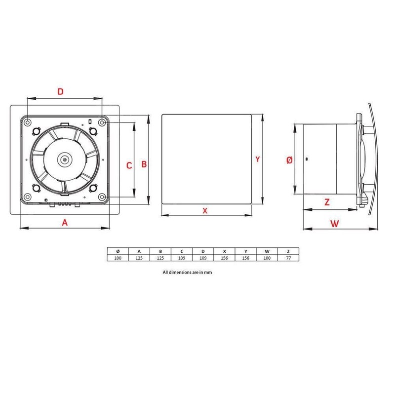 Bathroom Extractor Fan 100mm / 4" with Timer (Delay Switch