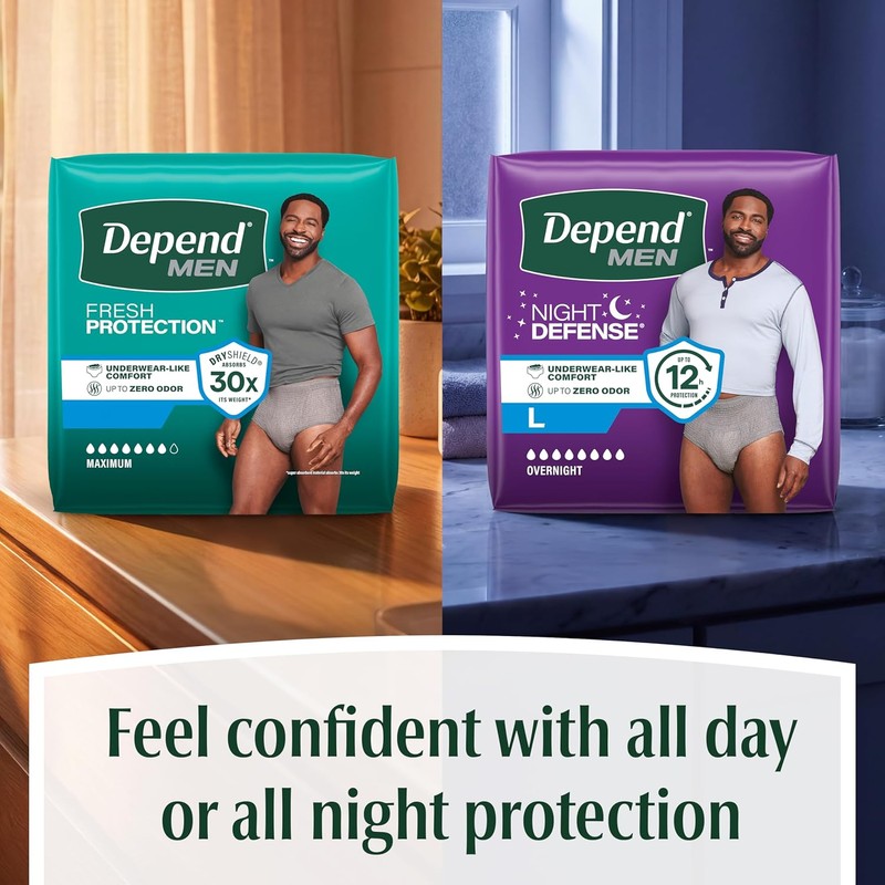 Depend Fresh Protection Adult Diapers, Incontinence Underwear for Men, Disposable,