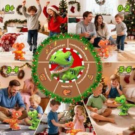 P&C Remote Control Dinosaur Toys for Kids Rechargeable Gesture Sensing Robot Velociraptor Toy with Spraying,Sound Effects,Dancing,2.4Ghz RC Dino for Boy&Girl 3-12 STEM Gifts for Kid (Orange)