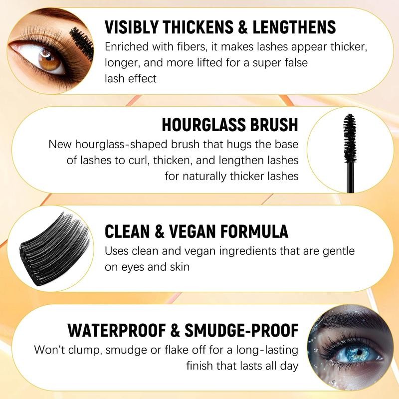 2 Pcs Bubble Mascara - Colossal Bubble Mascara, Waterproof, Smudge-Proof,