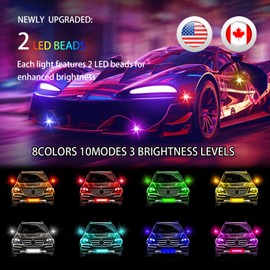 RGB Aircraft Strobe Lights with Remote Control, 8Color LED Wireless Strobe Light Multi Mode Waterproof Warning Lights for Aircraft Motorcycle Truck Car Boat Bike (6pcs)