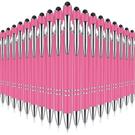 38 Pieces Rubberized Ballpoint Pen with Stylus Tip Stylish Metal Pen Capactive Styli Pen with Soft Rubberized Grip, Black Ink Pen for Most Touch Screen Devices (Hot Pink)