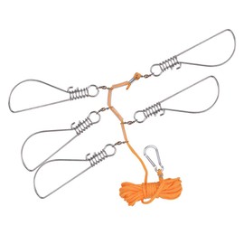 Fish Stringer Heavy Duty, Stainless Steel Spring Buckle Fishing Stringer Elastic Device Fish Buckle Convenient to Use for Larger Fish for Chain Stringer