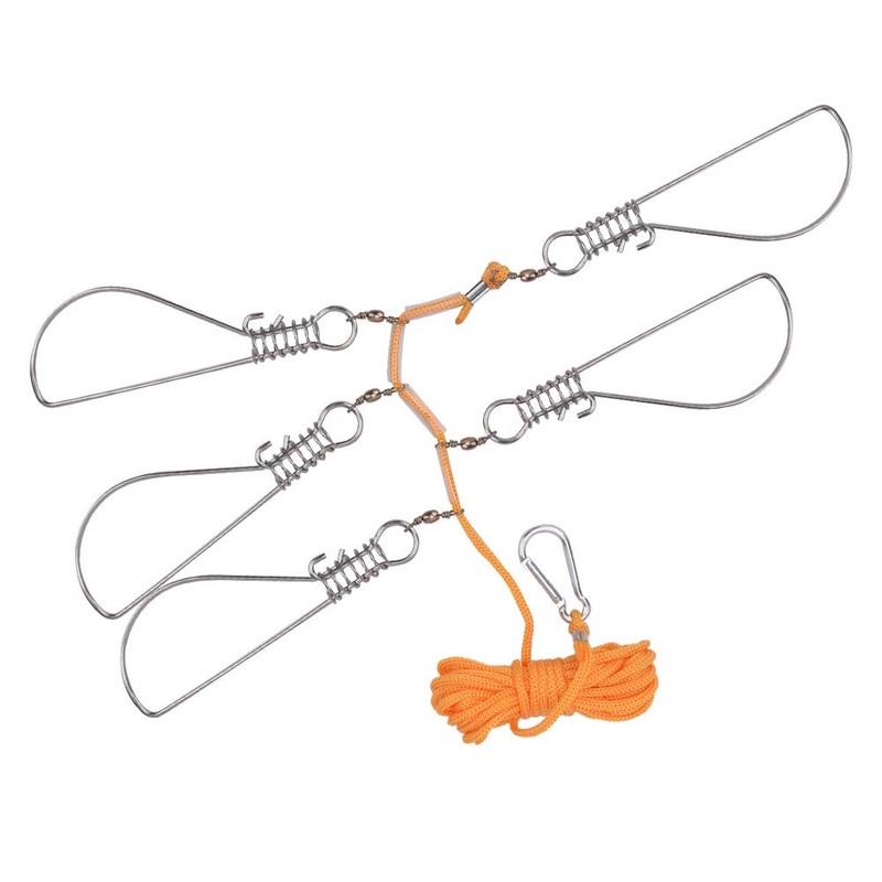 Fish Stringer Heavy Duty, Stainless Steel Spring Buckle Fishing Stringer