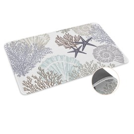 ALAGEO Doormat Nautical Coastal Ocean Coral Welcome Mat Entrance Floor Mat Beach Themed Grey Door Mar Indoor Outdoor Entrance Floor Mat Non Slip Rubber Mat 24 x 36 inch