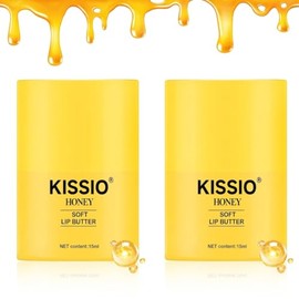 KISSIO Honey Lip Butter Set,1000ppm Propolis & Ceramide Lip Balm for Chapped Lips, Infused with Phytosphingosine,16H Long-Lasting Intense Moisture & Lip Lines Repair,Overnight Hydrating Lip Mask