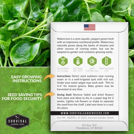 3 Packs Watercress Seed for Planting - Packet with Instructions to Grow Nasturtium officinale in Your Home Vegetable Garden - Non-GMO Heirloom Variety - Survival Garden Seeds