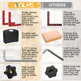 DIYLOG Corner Clamp for Woodworking with Box, 90 Degree Clamp, Corner Clamp, Right Angle Clamp Woodworking Tools 4 Pack 5.5"*5.5" Aluminum Positioning, Wood Working Tools and Equipment, wood clamps