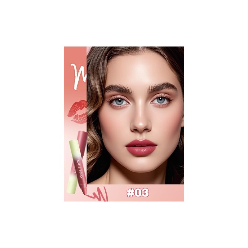 Erinde Lápiz Labial Mate, Delineador Labial Cremoso de Larga Duración,