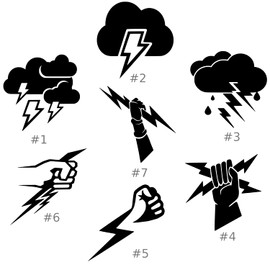 Lightning Bolt Design #4 Vinyl Decal Sticker Car Window Bumper Mug Electric Storm Cloud (2" x 2", White)