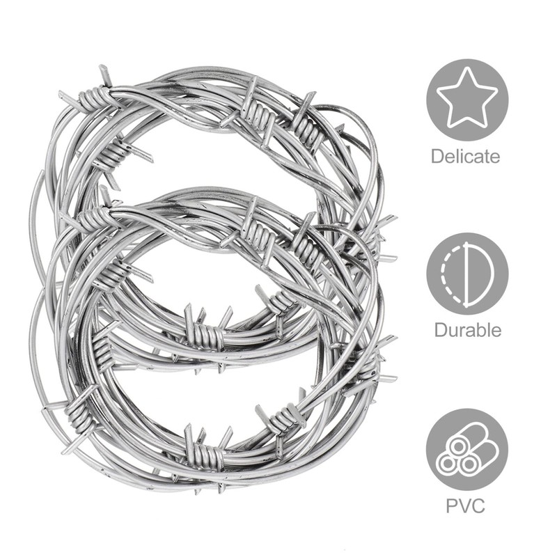 Toyvian 2pcs Barbed Wire 8ft/240cm Imitation Barbed Wires Prop Fake