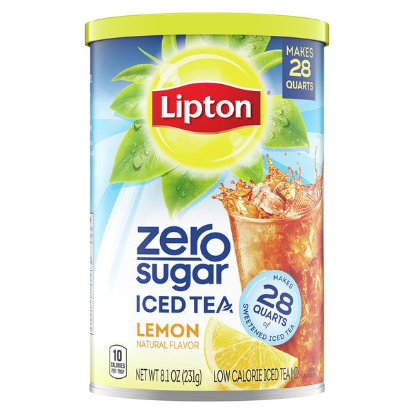 Lipton Zero Sugar For a Refrescing Cool Beverage - Mezcla de té helado de limón hecha de hojas de té real, 28 cuartos de galón