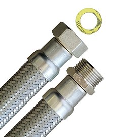 Flexible hose 1 inch nut x 1 inch male thread, highly flexible reinforced hose DN25 with drinking water approval