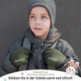 Unisex Children's Winter Gloves for Boys Girls Thermal Gloves Touchscreen Winter Gloves Warm Wool Knitted Gloves with Fleece Lining 3-15 Years, Avocado